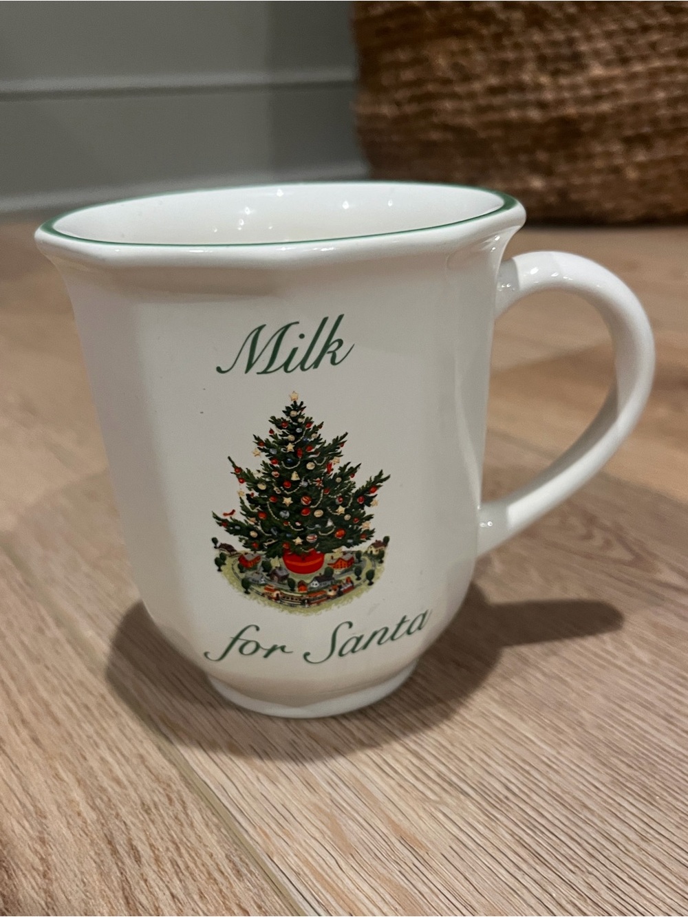 Pfaltzgraff Holiday 'Milk for Santa' Cream Ceramic Mug with Green Trim